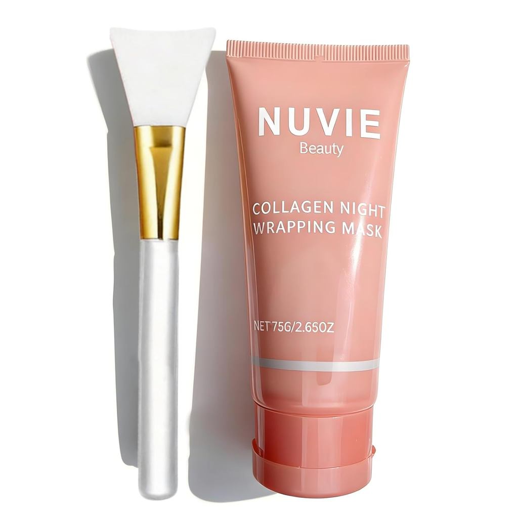 คอลลาเจนOvernightPeelOffFaceMaskwithBrush-Hydrating,EnhancesGlow&Elasticity,2.53fl.oz(1PC)
