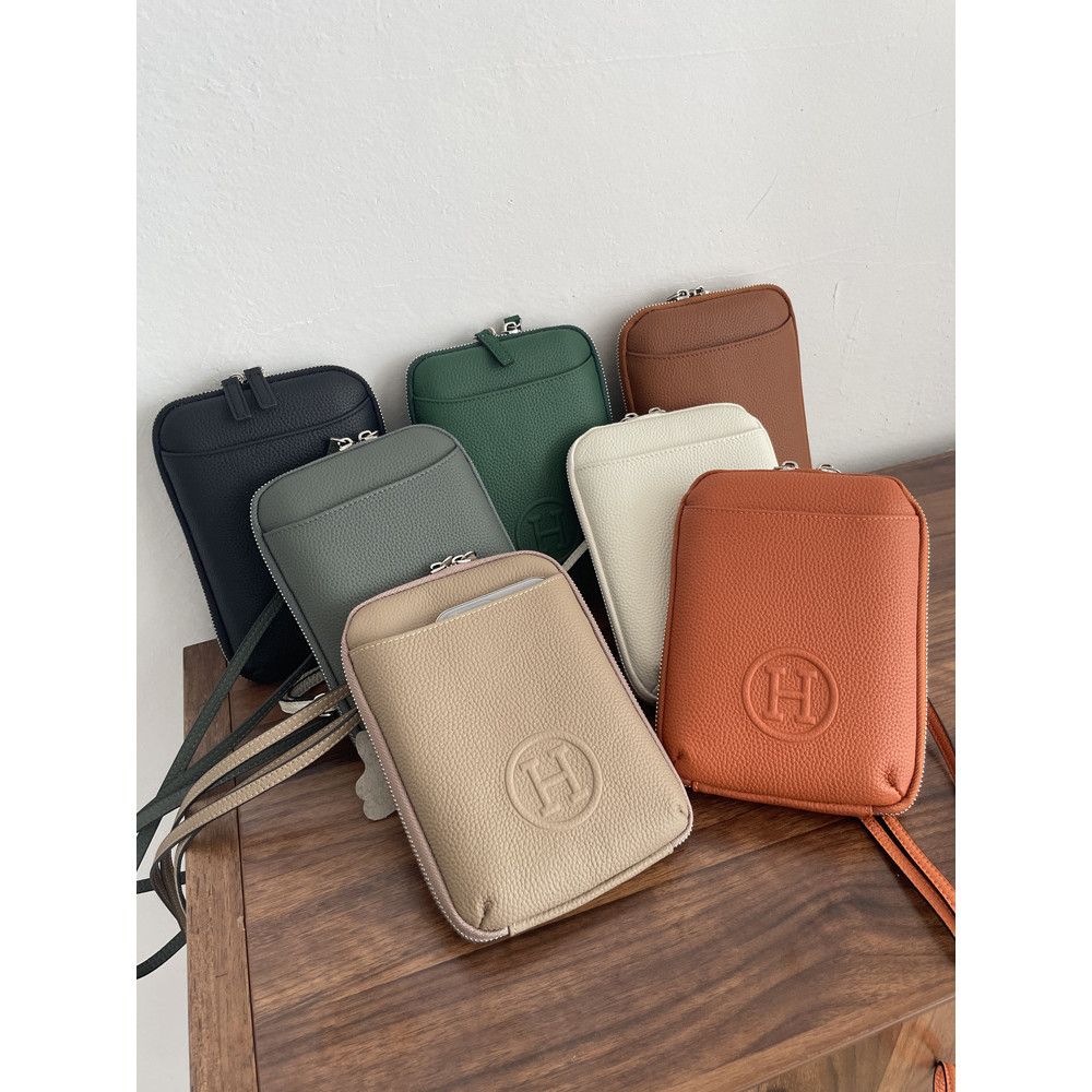 High-End Cowhide Cross-Body กระเป๋าโทรศัพท์มือถือหญิงขนาดใหญ่ความจุ Ex
