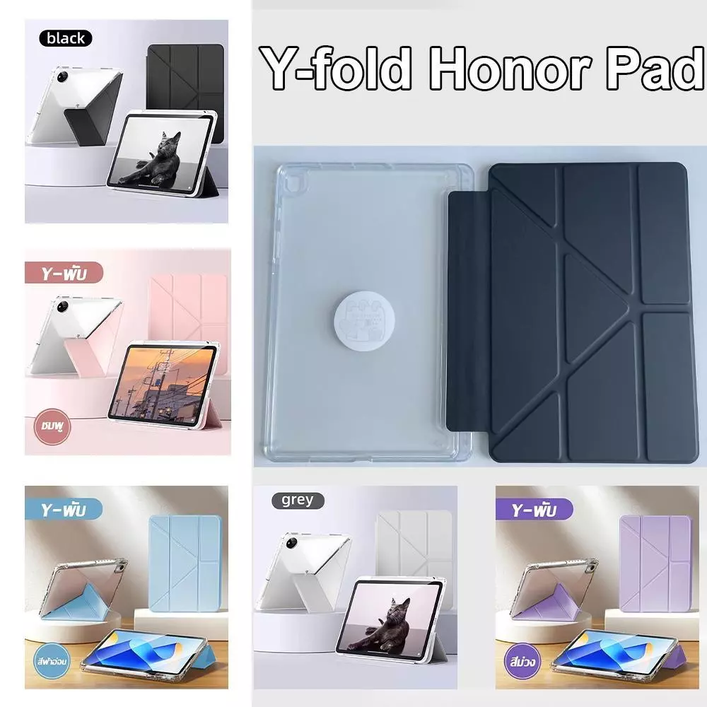เคสฝาพับ แกนY วัสดุอะคริลิคใส สำหรับ Honor Pad 10 12.1 Honor Pad 9 12.1 Honor Pad X8a X7 X9 X8 pro 11.5 พร้อมที่ใส่ปากกา