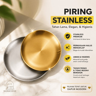 Nampan Emas Piring Makan Sultan Bulat / Stainless Steel European Gold