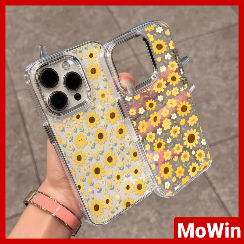 MowinCase - เข้ากันได้กับเคส iPhone 11, เคส iPhone 17 Pro Max, กรอบเลนส์โลหะ, วัสดุ TPU ใสนุ่ม, เดซี่สีเหลือง