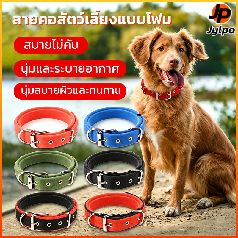 Jylpo ปลอกคอสัตว์เลี้ยงสำหรับแมวและสุนัขโฟมสากลรุ่นนุ่มสวมใส่สบายระบายอากาศทนทานปรับได้ S-XXL