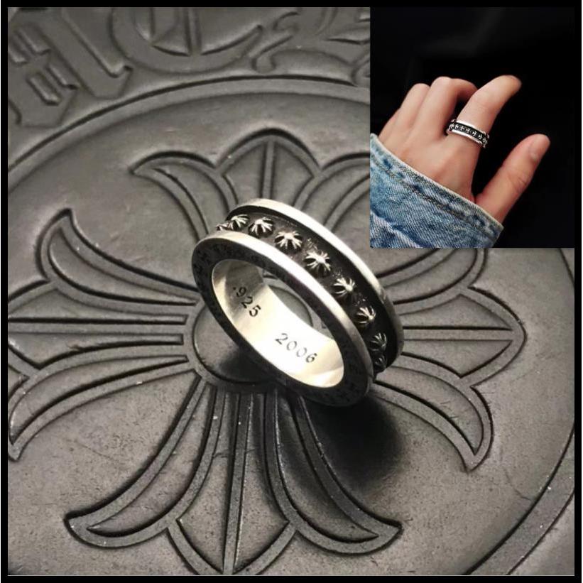 CH♥ แหวน 925 Silver Mini Plus Cross Flower Ring 010 3793