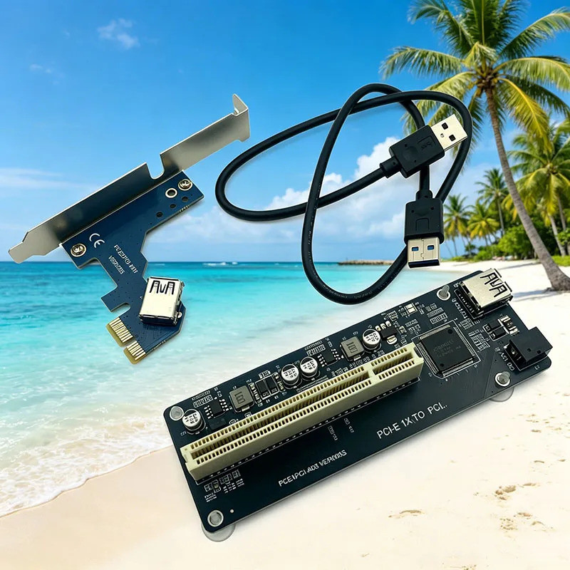 1 ชุด Transfer PCI Express X1 ถึง PCI 32Bit 33MHz สล็อต DC 12V แหล่งจ่ายไฟ ASM1083 สําหรับ Capture ก