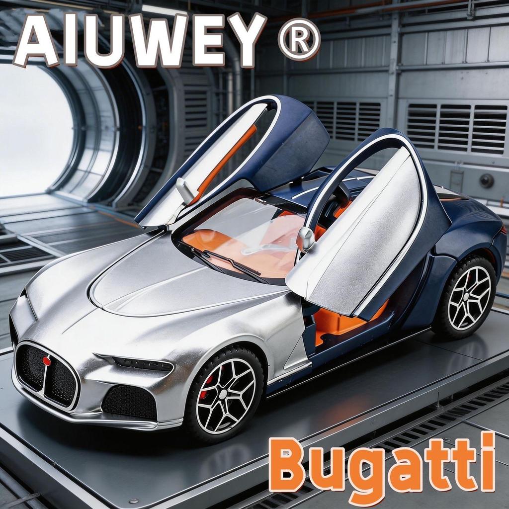 โมเดลรถสปอร์ต Bugatti Atlantic Alloy ระบบดึงกลับ พื้นผิวสมจริง ของสะสมตกแต่ง โมเดลรถของเล่นผู้ชาย