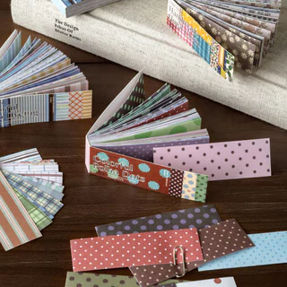 QOUZMO 50PCS Basic Handmade Self-adhesive Long Strip Washi สติกเกอร์กระดาษลายสก๊อต Polka Dot สมุดภาพ Junk Journal Planner Collage DIY Decor Basic Handcraft Series