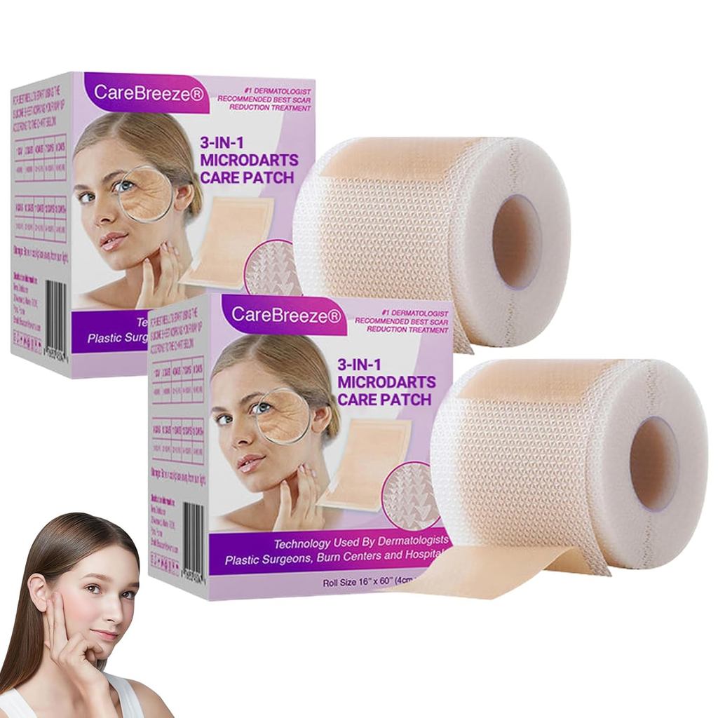 Lonqi CareBreeze 3-in-1 Microdarts Anti-Aging Patch-(1.6"X 60" Roll-1.5M), 2026 ใหม่ Professional Skin Care Patch, Care Breeze Patch, Deep Hydration,kin irming Rejuvenation สําหรับ A