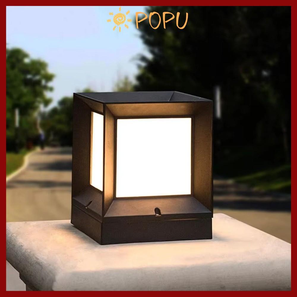 POPU ไฟ Led โพสต์กลางแจ้ง, E27 โคมไฟคอลัมน์, โมเดิร์น 220V IP54 คอลัมน์กันน้ํา Pier รั้วหมวกรั้วไฟ