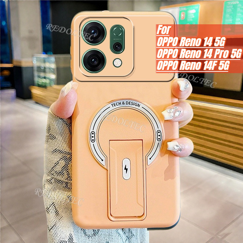 OPPO Reno 14 14Pro 14F 5Gกรณีแฟชั่นใหม่แม่เหล็กที่มองไม่เห็นKickstandเคสโทรศัพท์OPPO Reno 14 Pro Reno14 F Reno14F Matte Soft Coverชาร์จไร้สายAnti-Fingerprintปลอก