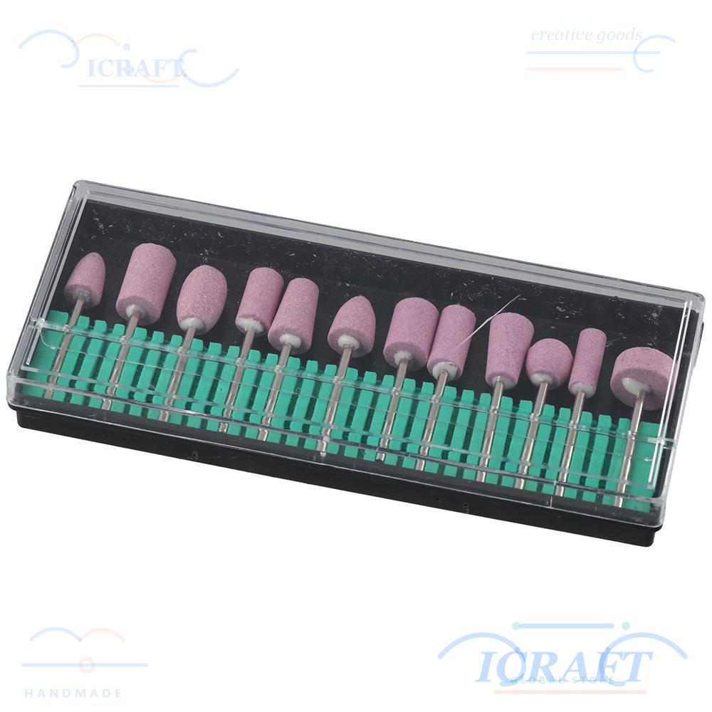 ICRAFT 12 ชิ้น ดอกเจียร หินเจียรสีชมพู หัวเจียร เซรามิคหัวขัด