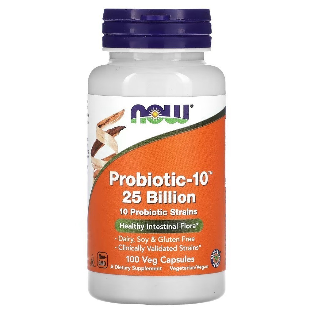 [NOW Foods] Probiotic-10 25 Billion CFU | 10 สายพันธุ์โปรไบโอติก | แคปซูลผัก 100 แคปซูล | การจัดส่-แท้สินค้านำเข้าของแท้