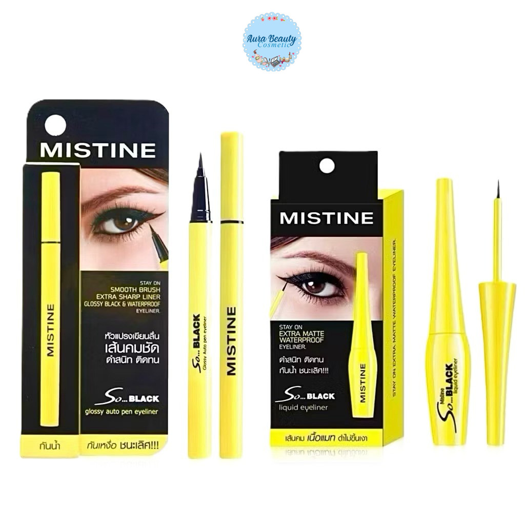 Mistine So Black Liquid Eyeline / Glossy Auto Pen มิสทีน อายไลน์เนอร์ ชนิดน้ำ ดำสนิท กันน้ำ