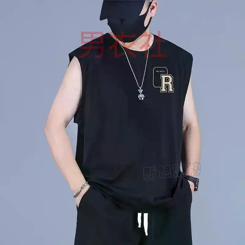 50-160กิโลกรัมขนาดใหญ่เสื้อกั๊กขนาดใหญ่ผู้ชายผ้าไหมน้ําแข็งเสื้อกั๊กผู้ชายแห้งเร็วเสื้อกั๊กผู้ชายฤดูร้อนบางสไตล์ไขมันพิเศษขนาดใหญ่ฟิตเนสแขนกุดกีฬาด้านบ