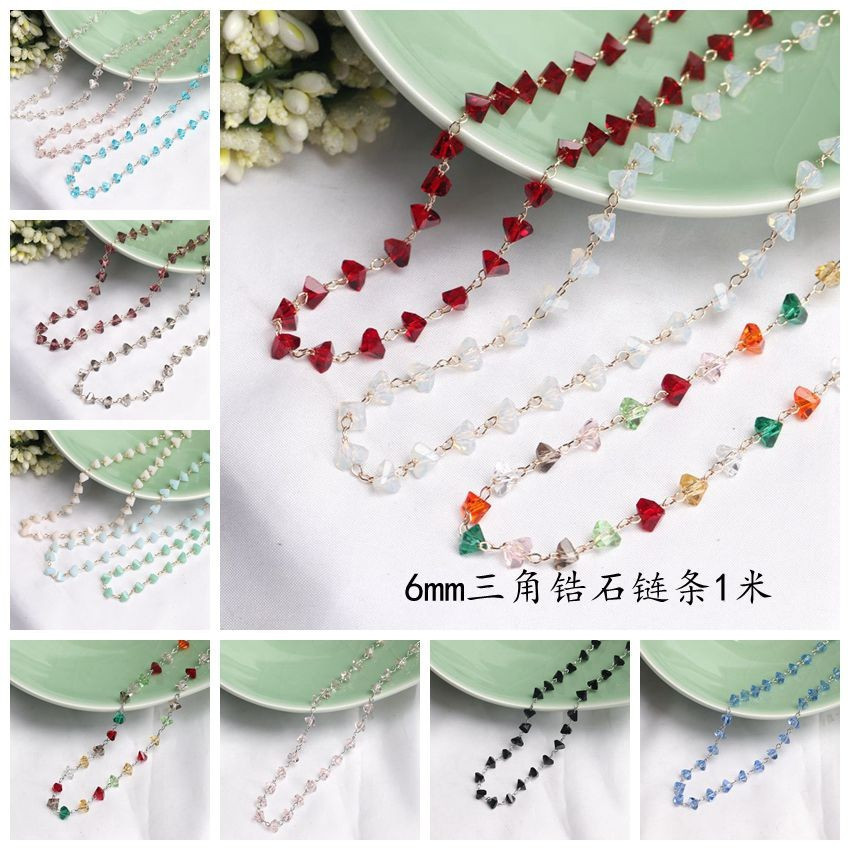 K KC/สีขาวKสีการเก็บรักษาHandmade Chainคริสตัลสามเหลี่ยมสีZircon Chain DIYสร้อยข้อมือสร้อยคอเครื่องป