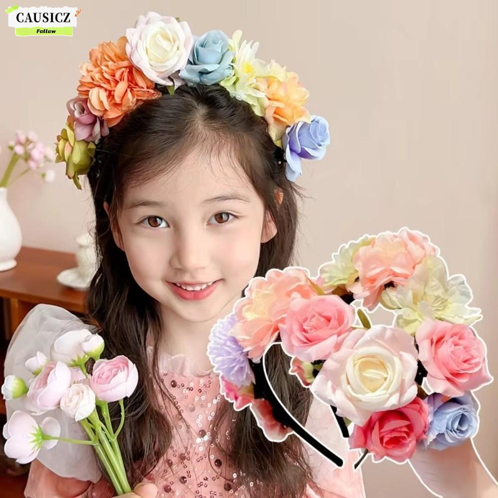 ผม ใส่ห่วง, มงกุฎเจ้าสาวที่มีสีสันนางฟ้าดอกไม้พวงมาลัย, แฟชั่นจําลองดอกไม้ดอกไม้คาดศีรษะอุปกรณ์ถ่ายภาพ