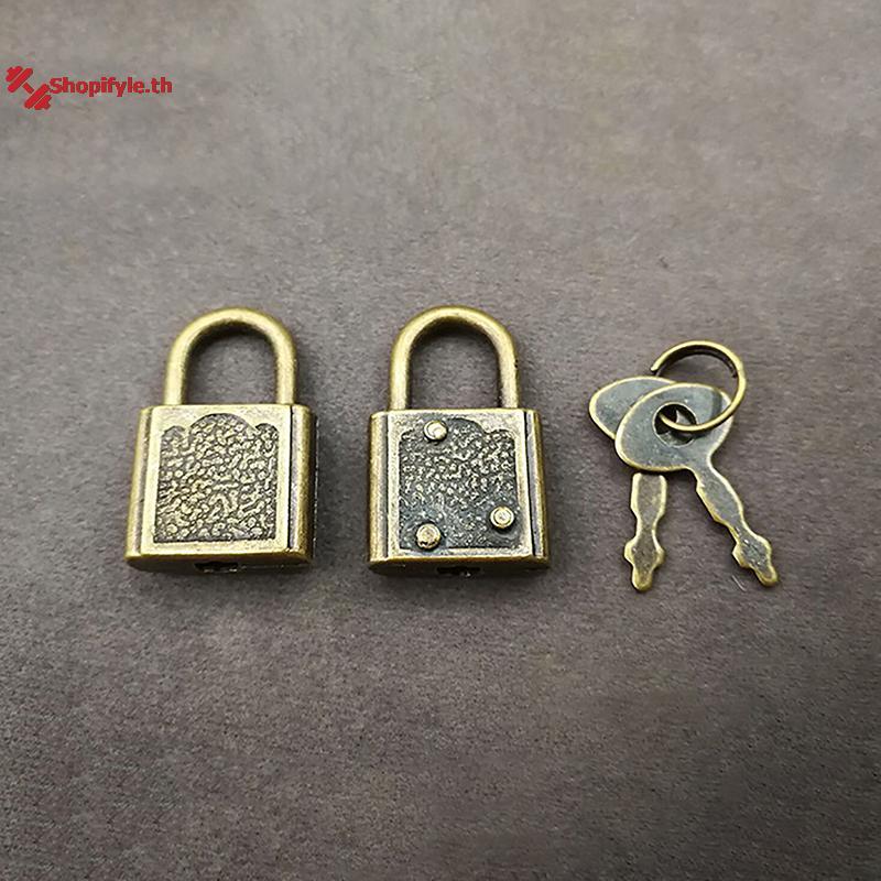Shopifyle Mini Retro Padlock พร้อมปุ่มสําหรับไดอารี่กระเป๋าเดินทางกล่องโลหะผสมสังกะสีกระเป๋าเดินทาง 