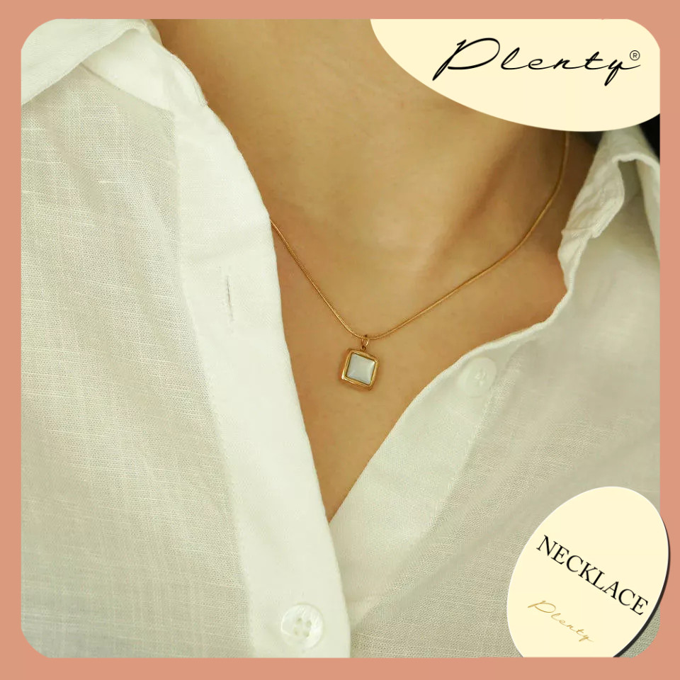 MPS Plenty Kaeli สร้อยคอเปลือกหอยสี่เหลี่ยมสแตนเลส - สีทอง