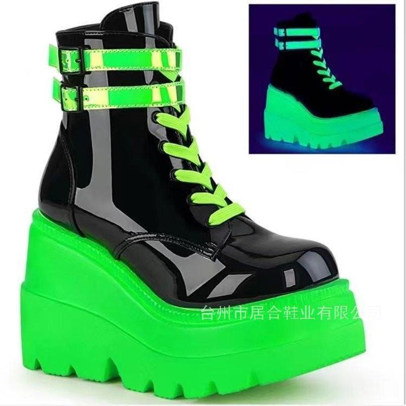 Gothic Platform Shoes Platform Boots cos Heightening Shoes 10 Ultra High Front Lace-Up260530
