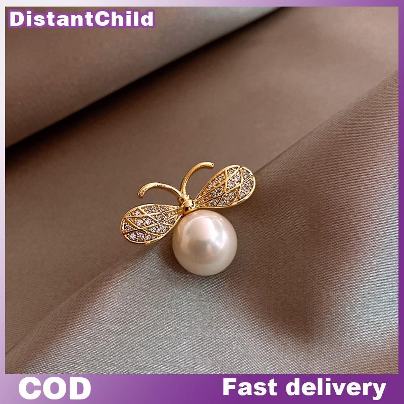 DSTH ใหม่ Rhinestone ผีเสื้อคอ Pin Big เลียนแบบ Pearl เข็มกลัด Pins ของขวัญ DSS