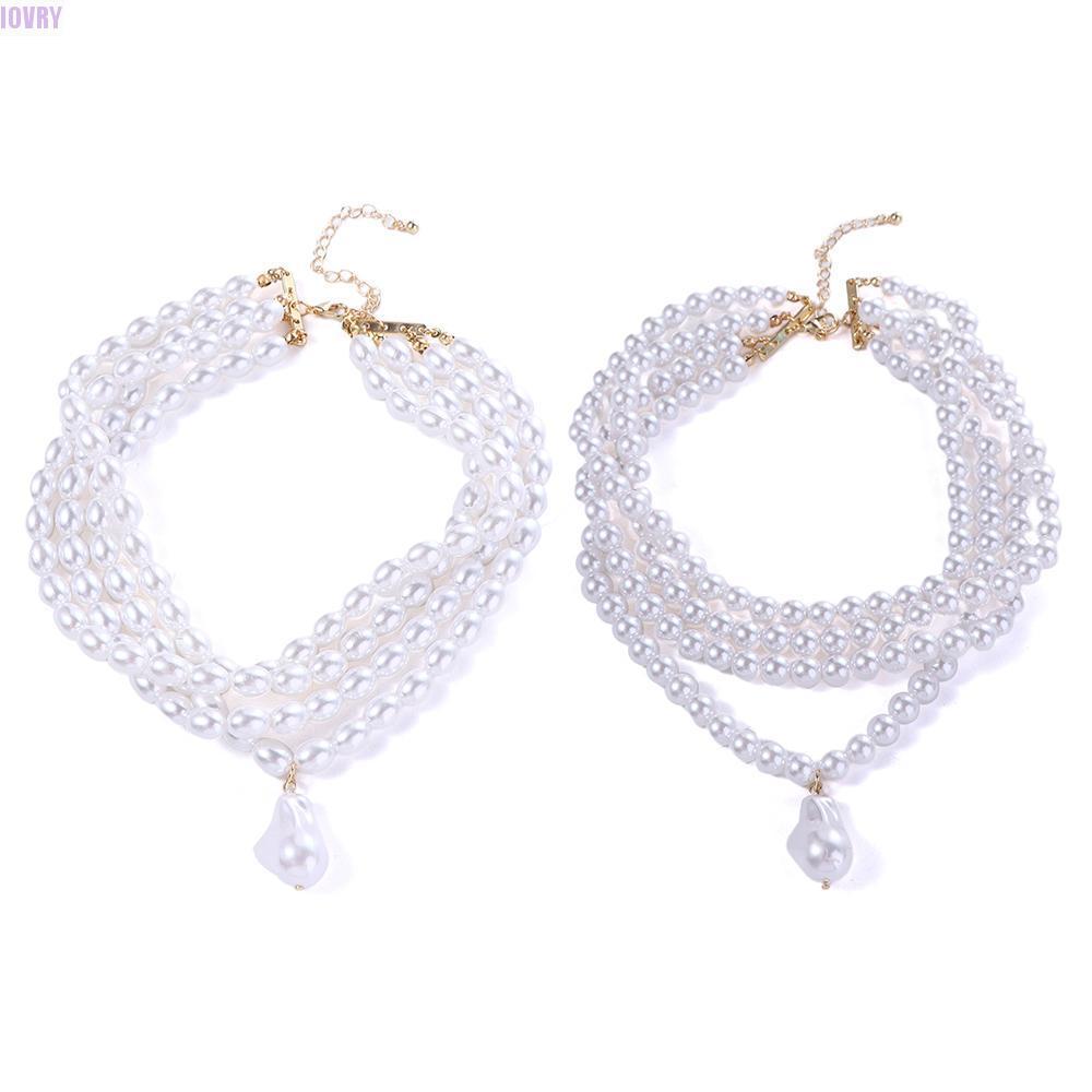 Ivory สร้อยคอผู้หญิงหรูหรา Pearl Multilayers งานแต่งงานอารมณ์เครื่องประดับอุปกรณ์เสริม