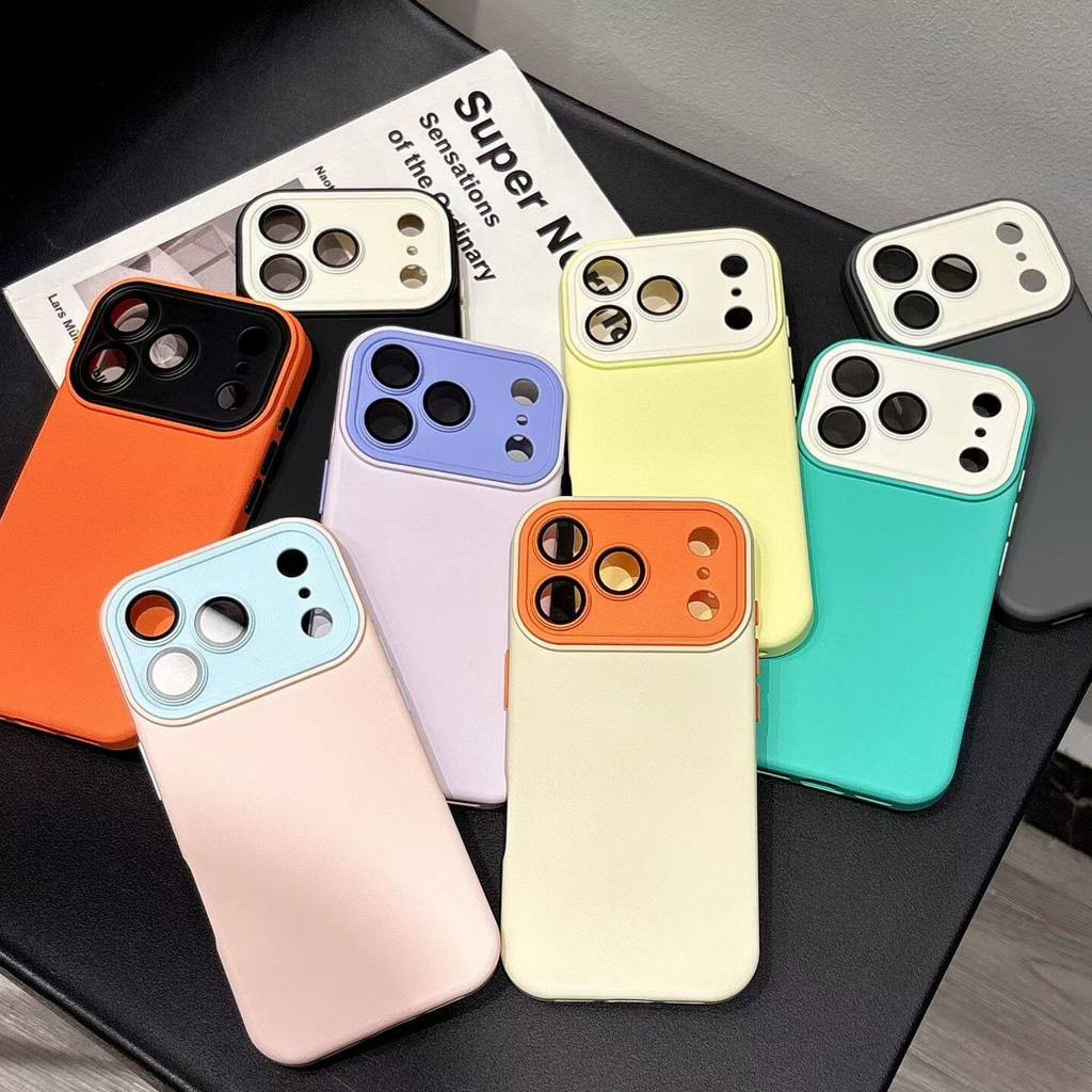 สีคอนทราสต์สีจับคู่ลูกอมหน้าต่างขนาดใหญ่เหมาะสําหรับ ไอโฟน17โปรแม็กซ์ โทรศัพท์มือถือป้องกันกรณีเลียน