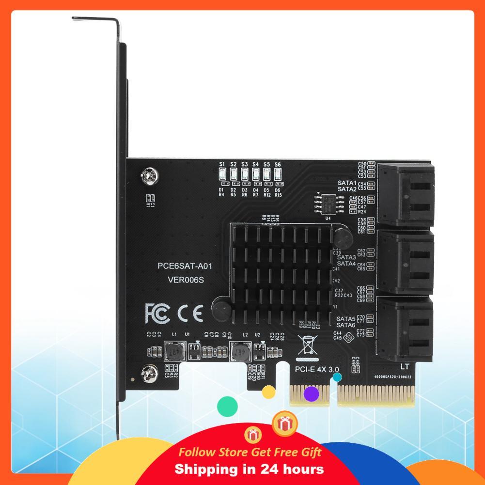 Supergoodsales Supergoodsales Tbest Pcie Sata Asm1166 4 พอร์ต N100 การ์ดขยายเมนบอร์ดส่วนประกอบภายใน 6 พอร์ต Sata3.0 ฮาร์ดดิสก์ 6G Pcie3.0 Gen3 4X อินเทอร์เฟซ Hub Adapter