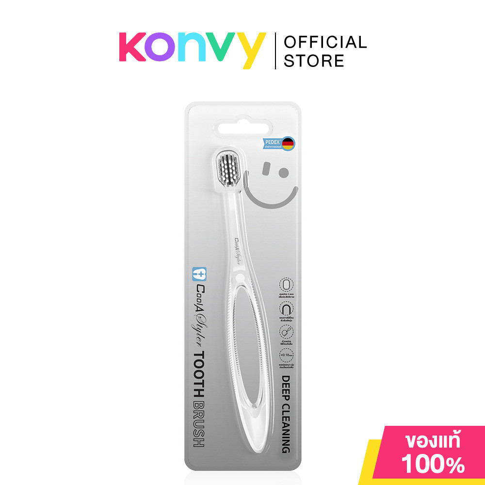 Cool A Styler Toothbrush CA-TB9 Duo 2pcs #White/Grey แปรงสีฟันผู้ใหญ่ คูล อะ สไตเลอร์ แปรง 3 มิติ ทำความสะอาด 3 ด้าม.