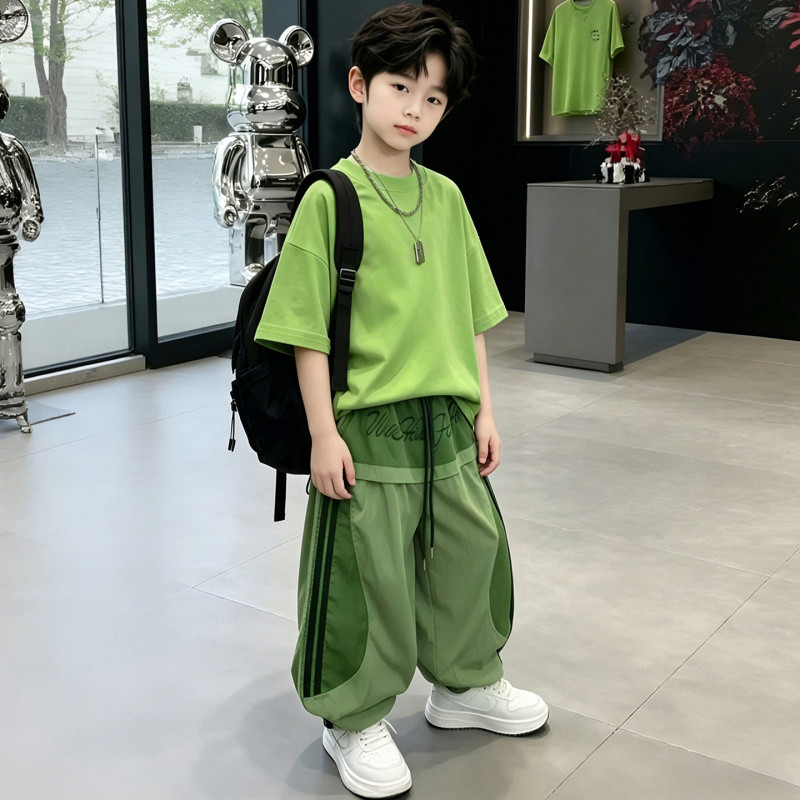ชุดสูทเด็กชายฤดูร้อนสไตล์ใหม่ขนาดกลางขนาดใหญ่เสื้อผ้าเด็กแ รูปที่ 4