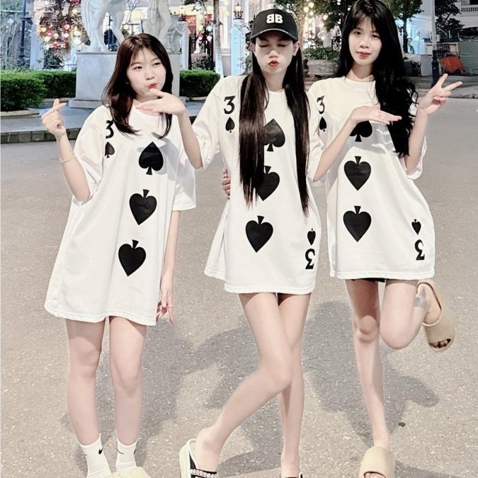 เสื้อยืด 3 of Spades จากหลวมสําหรับผู้ชายและผู้หญิง - เสื้อยืด Three of Spades ยืด 2-Way ที่เรียบสํา