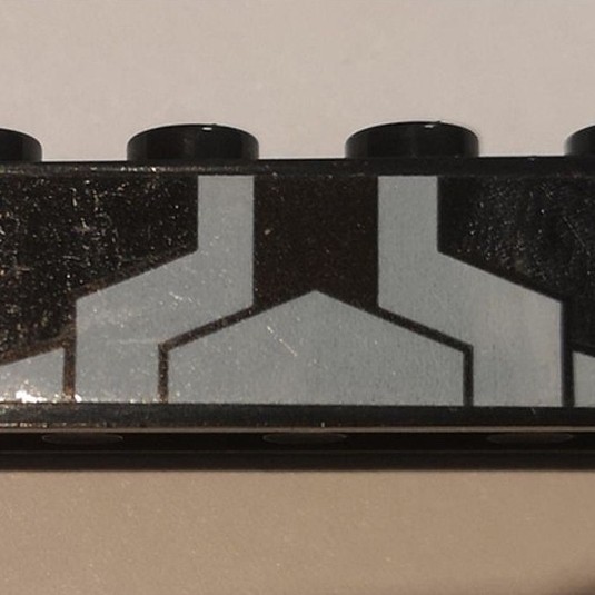 Brick2cube Part - Brick 1 x 4 with White Triangle and Stripes Pattern (Sticker) - Set 76103 - 3010pb
