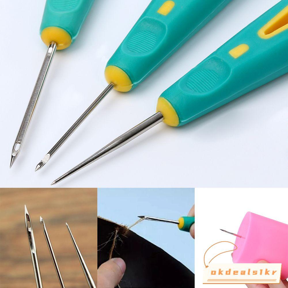 IOKDEALS1 เครื่องมือซ่อมรองเท้า Steel Sticher พร้อมยางเย็บ Taper เข็ม Awl Cone