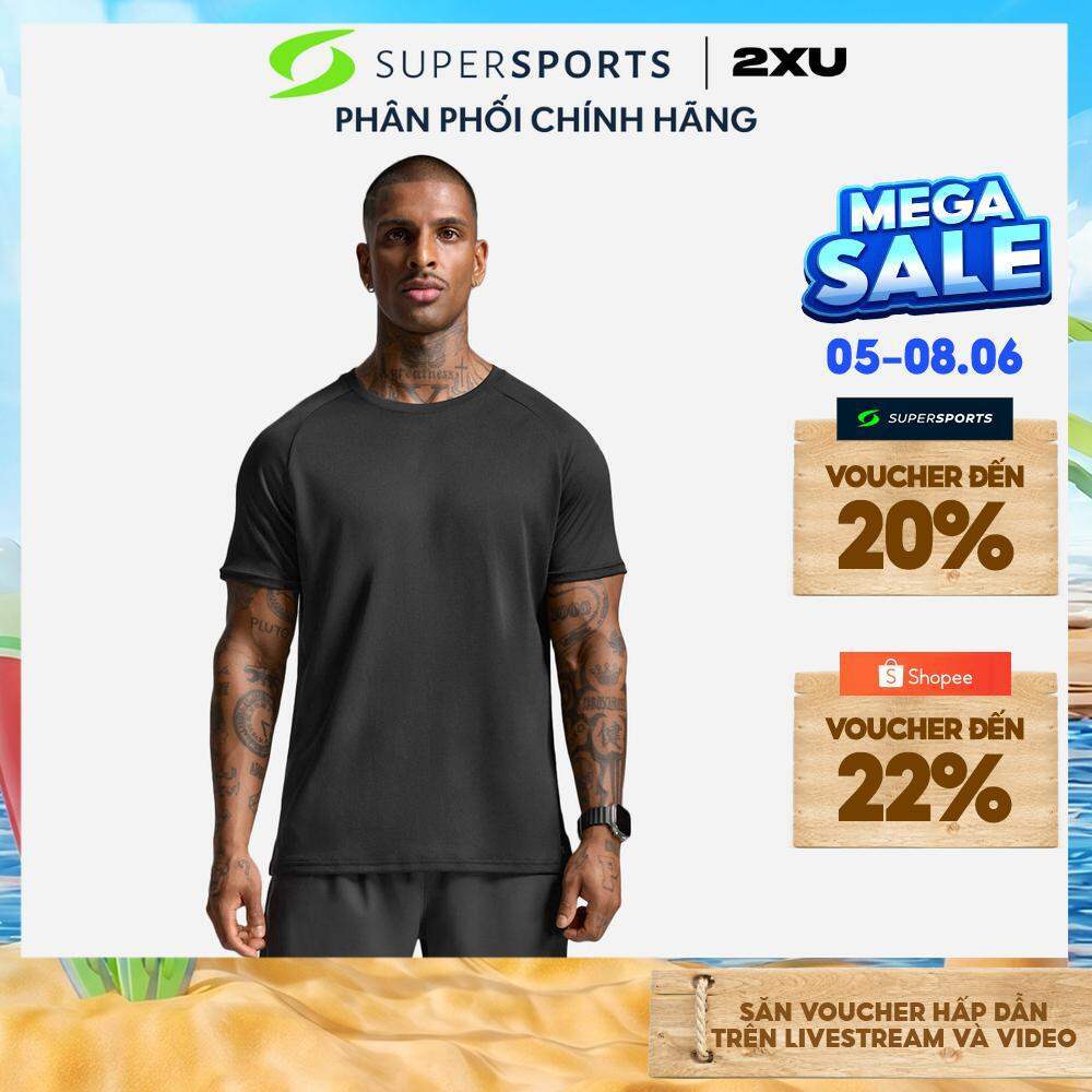 2XU Aero Mesh เสื้อยืดผู้ชาย - สีดํา - MR7441a-BLK/SRF