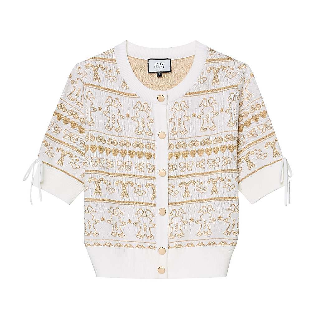 JELLY BUNNY เสื้อถักแขนสั้นปักลาย รุ่น B25WGWC017 MULTI