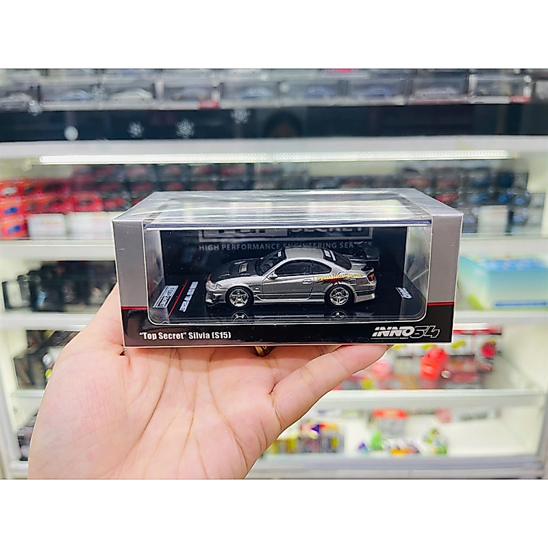 Top Secret Silvia (S15) โมเดลรถสีเงิน 1:64 สเกล Inno64 IN64-S15TS-SIL