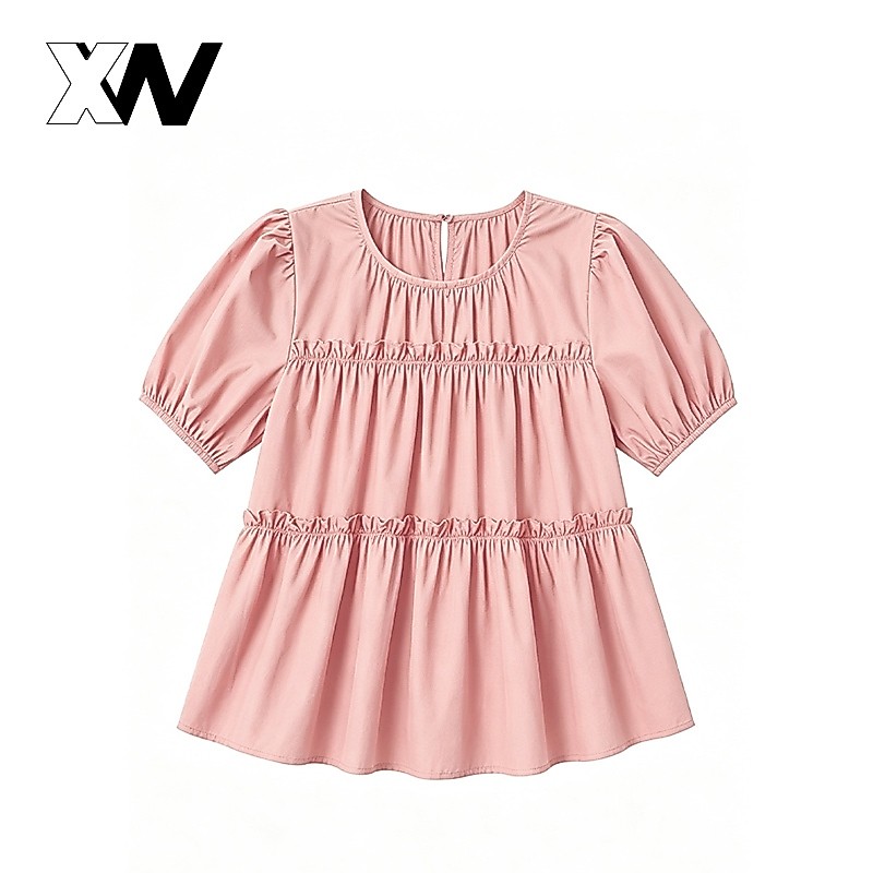 XWbrand เสื้อแฟชั่นผู้หญิงแขนตุ๊กตา ดีไซน์คอเหลี่ยมทันสมัย ทรงหลวมช่วยอำพรางหุ่น ผ้าคอตตอนสัมผัสนุ่ม ใส่คู่ยีนส์หรือกระ