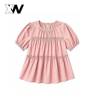 XWbrand เสื้อแฟชั่นผู้หญิงแขนตุ๊กตา ดีไซน์คอเหลี่ยมทันสมัย ทรงหลวมช่วยอำพรางหุ่น ผ้าคอตตอนสัมผัสนุ่ม ใส่คู่ยีนส์หรือกระ