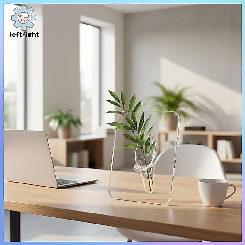 ซ้าย อะคริลิคใสแจกันดอกไม้ Tabletop Centerpiece ตกแต่งบ้านโปร่งใสสําหรับห้องนอนและสํานักงาน GHT