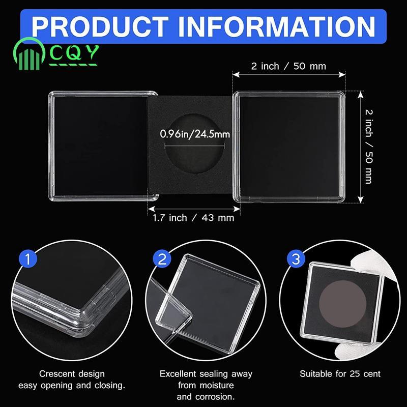 20 ชิ้น Silver Dollar Coin Holder, 2 x 2 Half Dollar Coin Holder Coin Capsule Coin Snap Plastic Coin