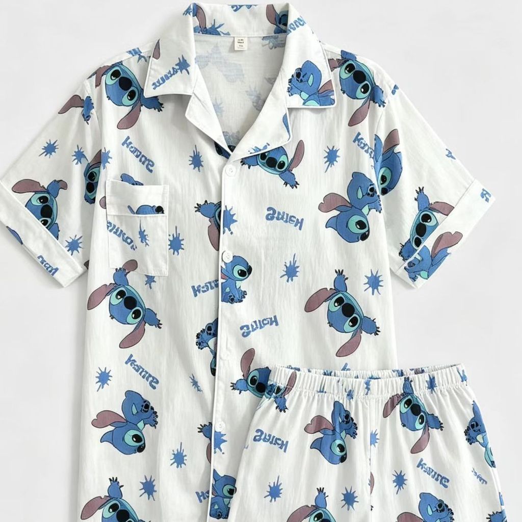 Cloud Cotton Pyjamas Men Crayon Shin-Chan กางเกงขาสั้นแขนสั้นฤดูร้อนสไตล์ใหม่#云朵棉睡衣男蜡笔小新短袖短裤夏季新款