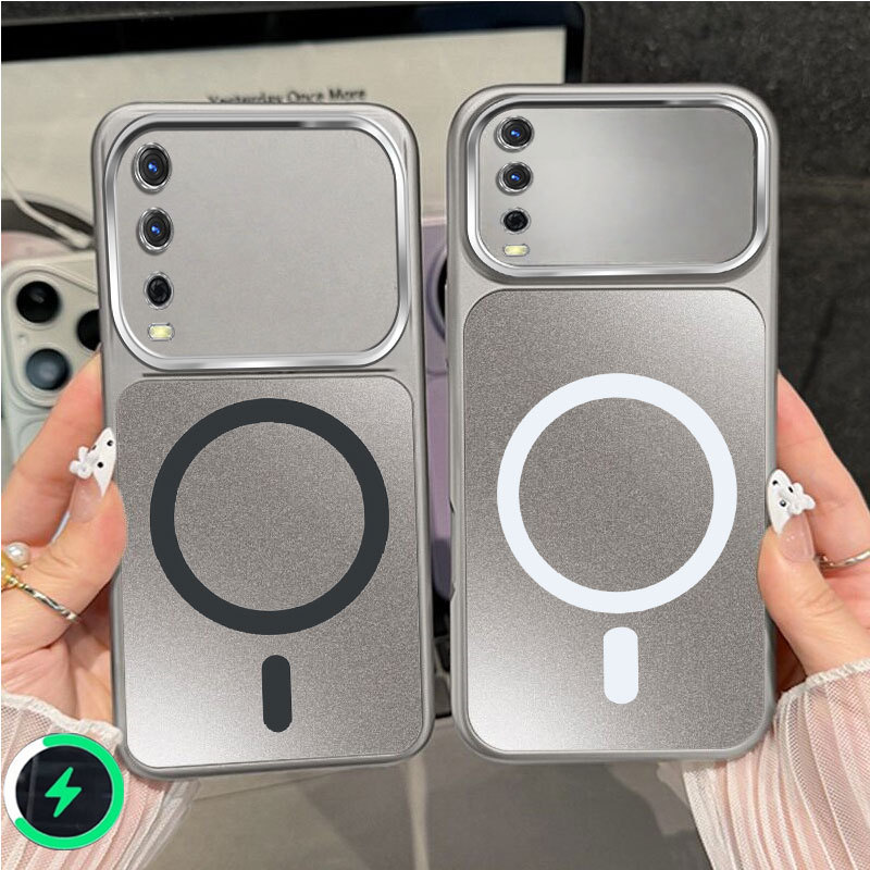 เหมาะสําหรับ Vivo Y20 Vivo Y20S Vivo Y12A Vivo Y12S Vivo y20i ใหม่แหวนแม่เหล็กสีเงินเคสโทรศัพท์ฝ้า 0