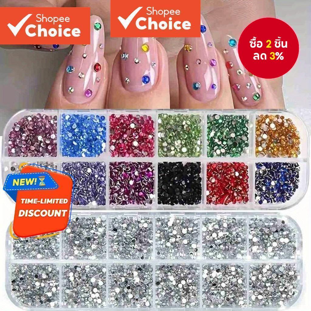 Kit-2 Silver Rhinestone Case Kit + ชุดเคส Rhinestone สีสันสดใสสําหรับแต่งหน้าและเล็บ