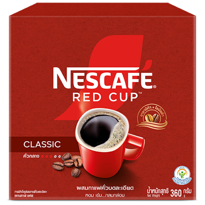 เนสกาแฟเรดคัพกาแฟสำเร็จรูปผสมกาแฟคั่วบดละเอียด 360กรัม NescafeRedCupInstantCoffee360g [หมายเลขบาร์โค้ด 8850124079404 ]