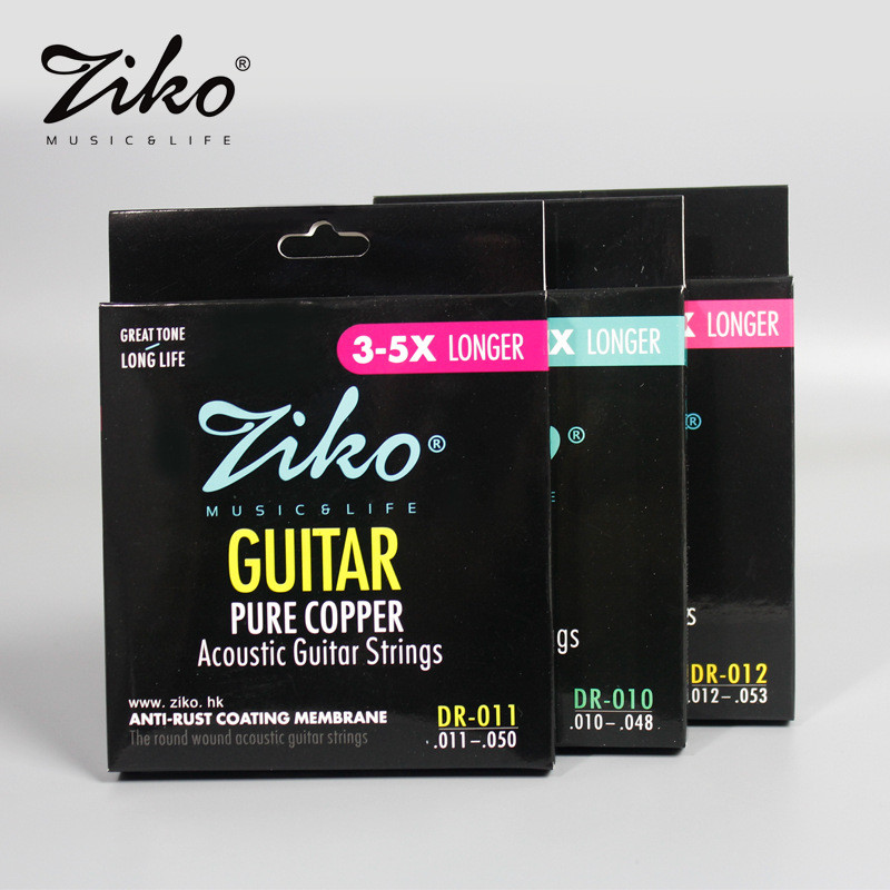 ZIKO Leo เคลือบป้องกันสนิมสายพื้นบ้านทองแดงสีแดงเครื่องดนตรีกีตาร์ DR Series More 010/011/012
