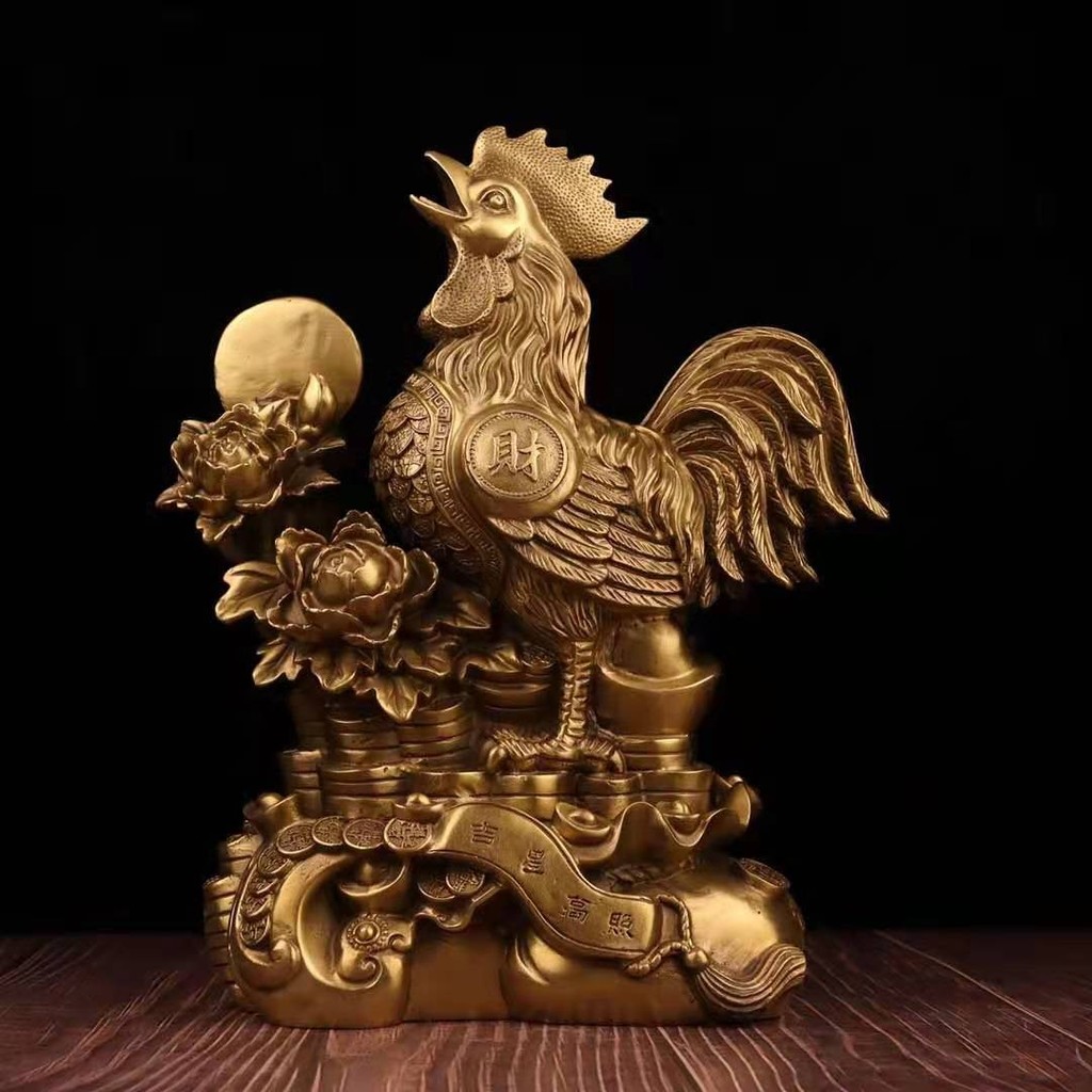 ทองแดงไก่เครื่องประดับ Golden Rooster Zodiac Rooster เงินไก่ Ingot Rooster Living Office Home Deskto