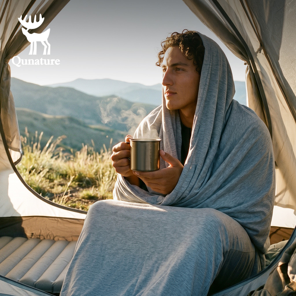 Quature ถุงนอนแบบพบพาตั้งแคมป์ น้ำหนับเบา สําหรับ Camping Hotels & Backpacking Trips