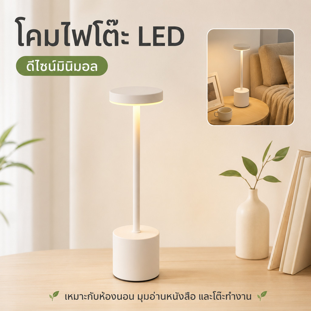 โคมไฟตั้งโต๊ะ LED โลหะ ชาร์จ USB ปรับไฟได้ 3 สี หรี่แสงได้ สำหรับตกแต่งร้านอาหารและบาร์