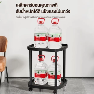 HOHO โต๊ะวางถาดเคลื่อนที่ได้ โต๊ะข้างเตียง ข้างโซฟา มีชั้นวางของ มีล้อ 2 ชั้น โต๊ะข้างโซฟามีล้อ 360°