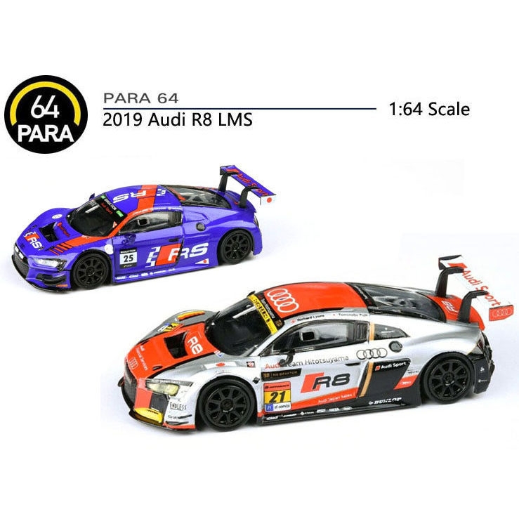 [คลังสินค้าพร้อม] PARA64 1/64 Audi 2019 Audi R8 LMS Cup Racing Car Model Simulation Alloy Car Decora