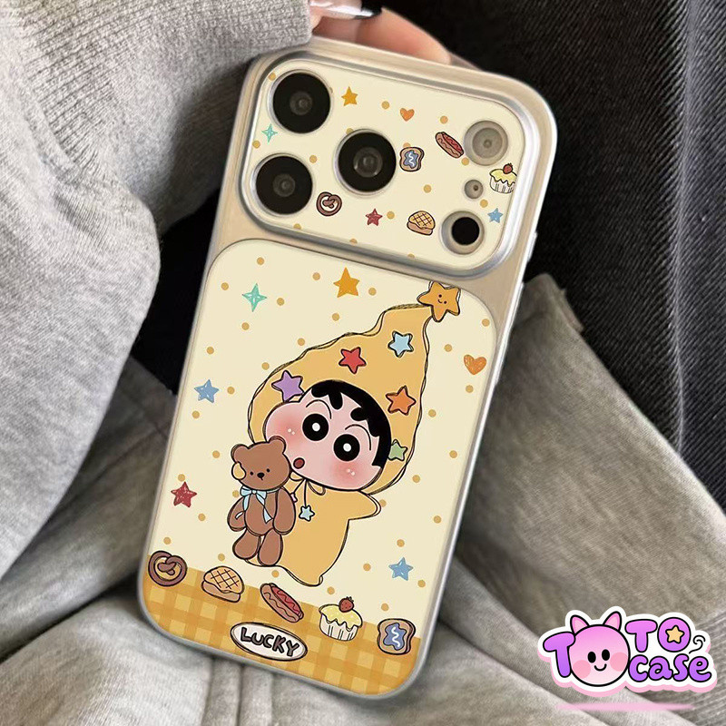เคสโทรศัพท์ TPU ลาย Crayon Shin-chan การ์ตูนดาวสีหลายสี เข้ากับ IPhone 17 16 14 12 11 13 15 Pro Max 13 Pro 15 Plus