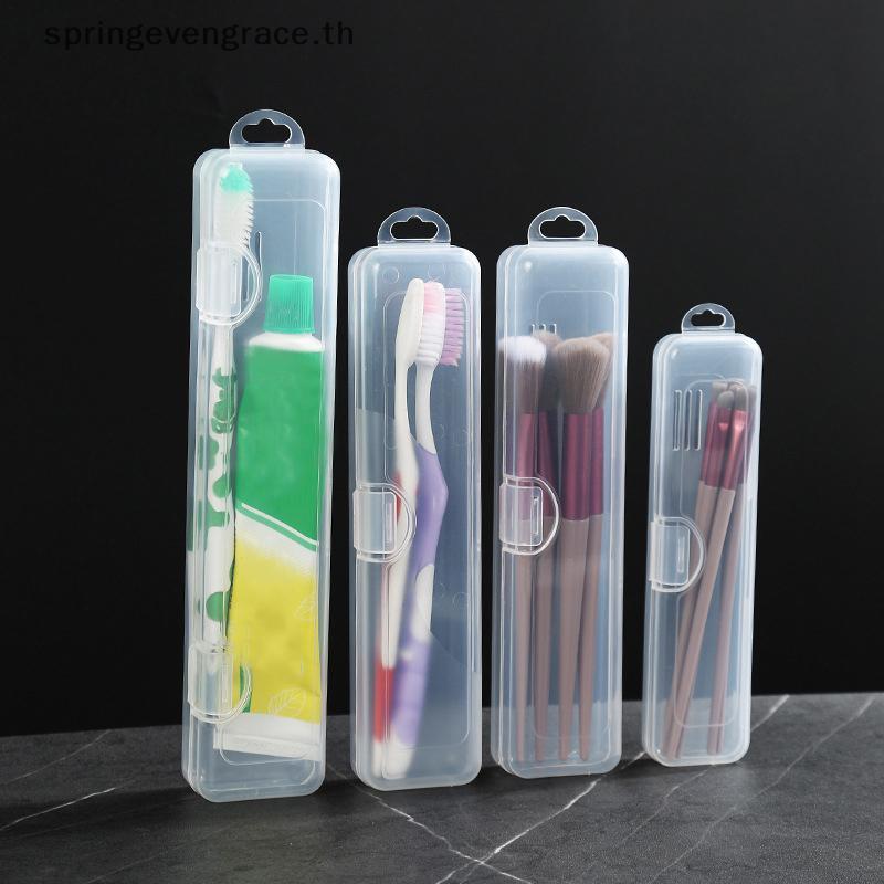 Springevengrace 1 ชิ้นแบบพกพาแปรงแต่งหน้าดินสอเขียนคิ้วบนโต๊ะอาหาร Chopstis โปร่งใสพร้อมฝาครอบกล่องเก็บอุปกรณ์ครัวใหม่